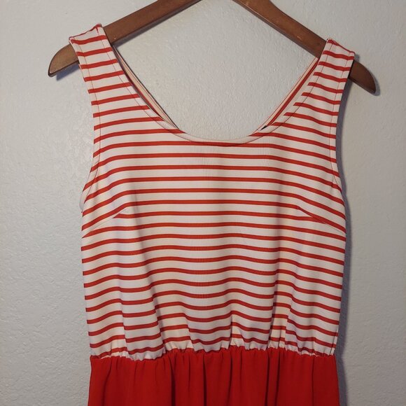 Suzy Shier Red White Striped Midi Summer Size S - Picture 3 of 8